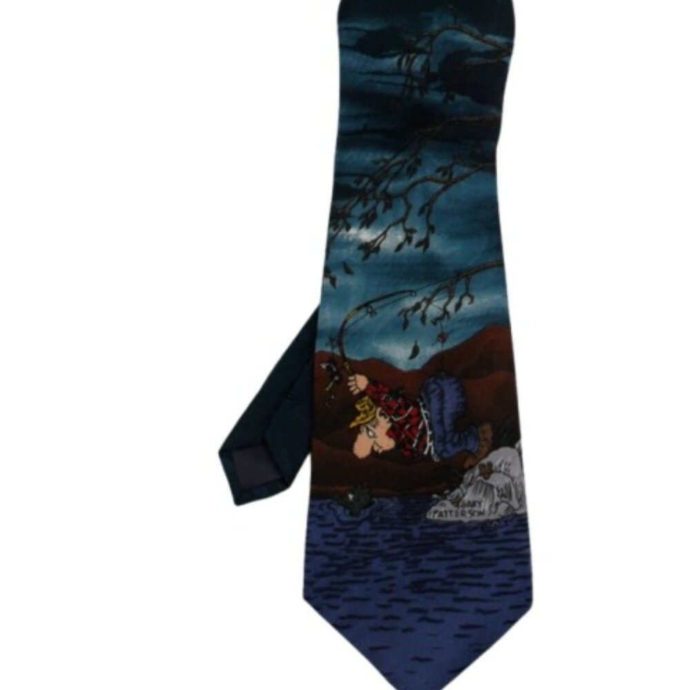 Vintage Balancine Hot Cakes LA Mens Gary Patterson Art Fisherman Necktie OS